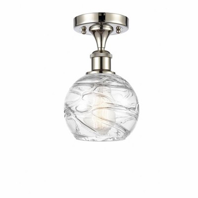 Athens Deco Swirl - 1 Light Semi-Flush Mount In Industrial Style-11 Inches Tall and 6 Inches Wide