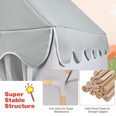 Gray Large Kids Play Castle Tent with Mat and Windows