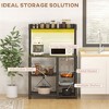 Vynxaria Baker's Rack with LED Lights for Kitchens, Industrial Microwave Stand with Glass Holders, Metal Basket, Multiple Shelves, Rustic Brown - 2 of 4