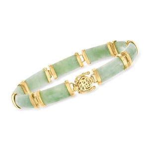 Ross-Simons Green Jade "Good Fortune" Bracelet in 18kt Gold Over Sterling - 1 of 4