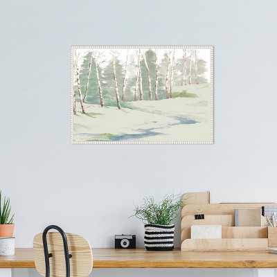 Winter Wood Landscape Canvas Print with Beaded Frame