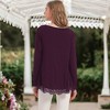 Anna-Kaci Women's Tunic Tops Long Sleeve Lace Trim U-Neck Blouse Solid Color Shirts - 4 of 4