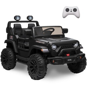 Jojoka 2 Seater Ride On Car for Kids, 24V 2x200W Battery Powered Electric Vehicles w/ 20" Wide Adjustable Seat - 1 of 4