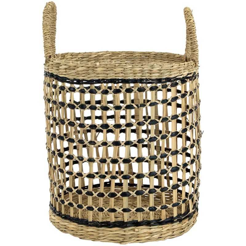 Northlight Set of 3 Open Honeycomb Weave Seagrass Storage Baskets with Handles 11.75", 3 of 7