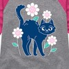 Girls' - Instant Message - Cat And Flowers Shirt Tail Raglan Graphic T-shirt - 2 of 4