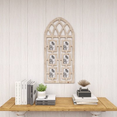 Whitewashed Vintage Cathedral Arch Wood Photo Frame 19" x 41"