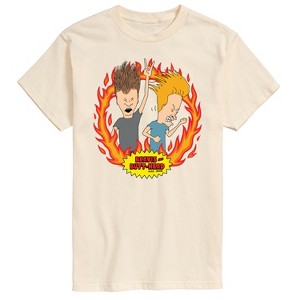 Men's - Beavis & Butthead - Rock n' Roll Flames Short Sleeve Graphic T-Shirt - 1 of 4