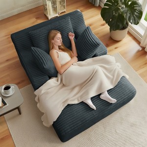 AENKYO Oversized Corduroy Sleeper Sofa Bed & Cloud Lounge Chair, Deep Seat, Armrests, 2 Pillows | Boneless Upholstered Chaise for Indoor Comfort - 1 of 4