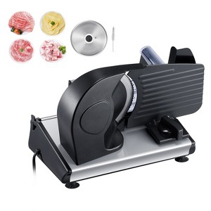 VEVOR Meat Slicer, 7.5 inch Electric Deli Food Slicer, 180W Meat Cutter with two Premium SUS420 Blades, 0-0.6 inch Adjustable Thickness, Black - 1 of 4