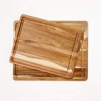 2pc Reversible Acacia Wood Cutting Board Set Natural - Figmint™