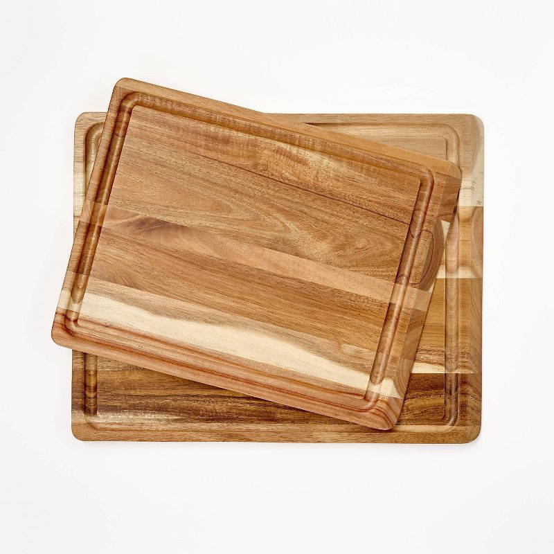 2pc Reversible Acacia Wood Cutting Board Set Natural - Figmint&#8482;, 1 of 10