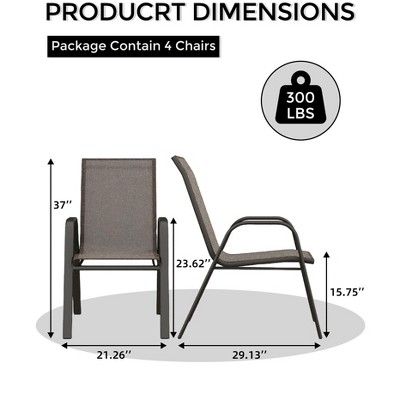 4-piece outdoor stackable dining chairs set, high back patio stacking chairs, metal frame patio chairs for yard, patio
