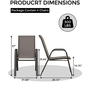 4-piece outdoor stackable dining chairs set, high back patio stacking chairs, metal frame patio chairs for yard, patio - 1 of 4