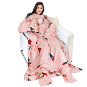 Catalonia Fleece Wearable Blanket with Sleeves and Foot Pockets, Micro Plush Wrap Sleeved Throw Blanket Robe, Super Fuzzy Cozy TV Blanket Throw, Gift - 1 of 4