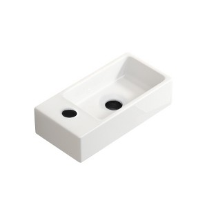 ChicFurnit Bathroom Sinks Rectangle Countertop Bathroom Sink Porcelain Ceramic Thin Edge Basin Vessel Sink for Bathrooms, White, 14.57"*7.09"*3.54" - 1 of 4