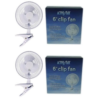 Hydrofarm ACFC6 Active Air 6-Inch Clip-On Desk, Office, Greenhouse, and Kitchen Hydroponics Grow Fans (2 Pack)