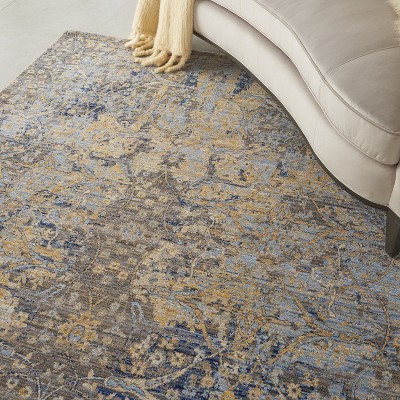 Majestic Vintage Medallion Beige & Blue Wool Blend Area Rug