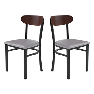 Flash Furniture Wright Set of 2 Commercial Grade Dining Chairs with 500 LB. Capacity Steel Frame, Solid Wood Seat, and Boomerang Back - 1 of 4