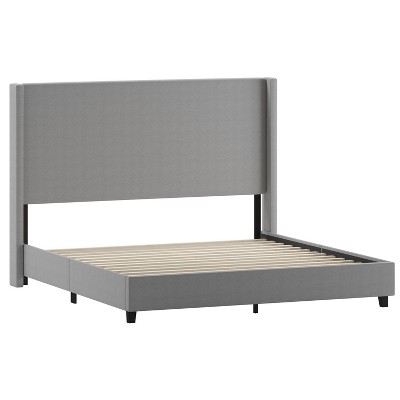 Taylor & Logan King 57" High Kellan Platform Bed Gray: Elegant Upholstered Frame, No Box Spring Needed