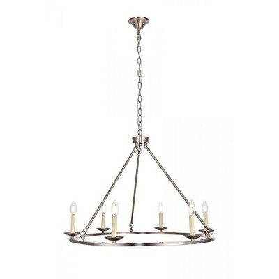 Elegant Lighting Maine Collection Chandelier D32.4 H23.25 Lt:6 Burnished Nickel Finish
