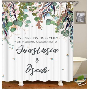 We Are Inviting You Shower Curtains for Bathroom Waterproof Fabric Bath Curtain Durable Soft Stylish Bathroom Decor 72x72 Inch - 1 of 1