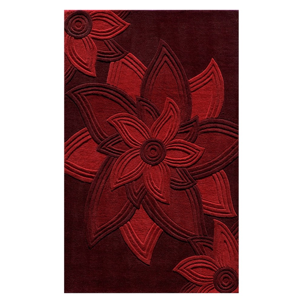 5'x8' Floral Tufted Area Rug Red - Momeni