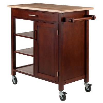 Marissa Kitchen Cart Walnut - Winsome: Solid Beechwood Top, Enclosed ...