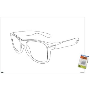 Trends International LINE AND BRUSH - Continuous Line Sunglasses Unframed Wall Poster Prints - 1 of 4
