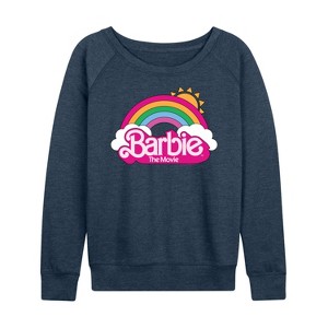 Women's - Barbie - Barbie Logo Rainbow Lightweight French Terry Wide Neck Long Sleeve Shirt - 1 of 4