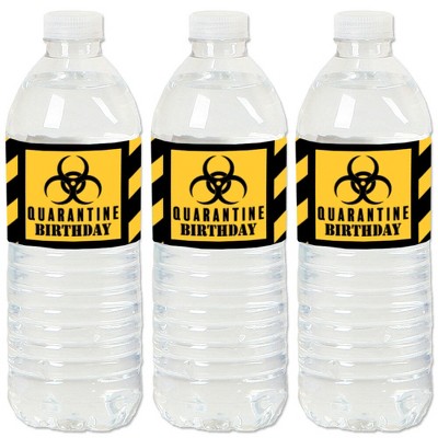 Big Dot of Happiness Happy Quarantine Birthday - Social Distancing Party Water Bottle Sticker Labels - Set of 20