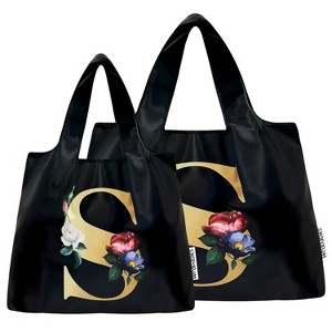 Wrapables Large & Small Monogram Nylon Reusable Bags, Set 2 - 1 of 4