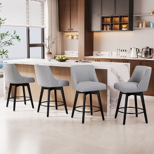 Dyonery 26" Swivel Counter Height Bar Stools with Backrests, Upholstered Seats & Wood Legs for Kitchen Island - 1 of 4