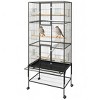 69-Inch Extra Large Bird Cage, Rolling Parrot Cage with Stand & Feeding Accessories, Metal Flight Cage with Slide-Out Tray for Parrots, Conures - 2 of 4
