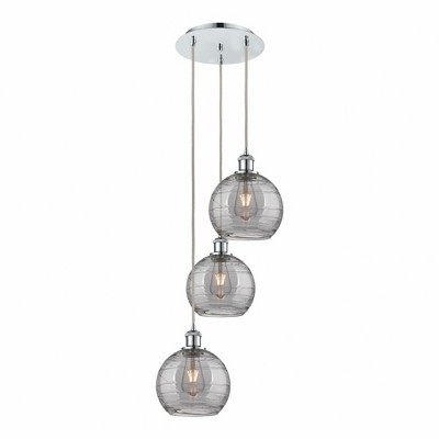 Athens Deco Swirl - 3 Light Cord Hung Multi Pendant In Industrial Style-30.38 Inches Tall and 14.5 Inches Wide