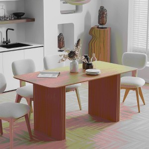 Lirago Solid Wood 67'' Rectangular Dining Table for 6 People Nordic Style Natural - 1 of 4