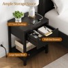 Gikpal Fluted Nightstand, Bedside Tables with Charging Station, Boho Side Tables with Drawer & Open Compartment for Bedroom - 3 of 4