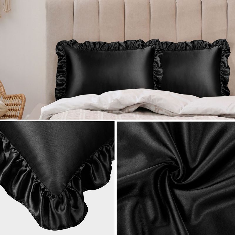 PiccoCasa Satin Retro Silky with Ruffle Luxury Envelope Closure Pillowcases 2 Pcs, 5 of 8