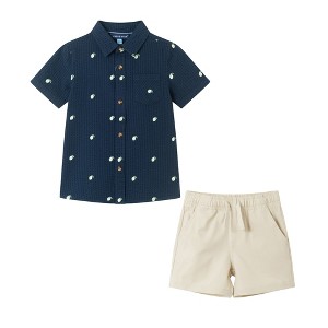 Andy & Evan  Toddler Navy Limes Seersucker Buttondown Shorts Set - 1 of 4