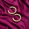 Slickblue Women's Metal Hoop Earrings, Leaf Pattern Design, Lightweight Party Jewelry, Gold/Silver, 1.5 Inch - 3 of 3