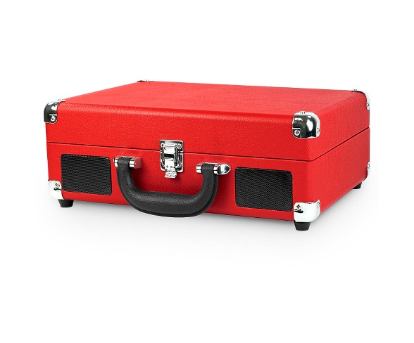 Innovative Technology&#174; 3 Speed Vinyl Turntable Suitcase with Built in Speakers - Red