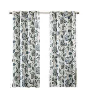 DSVIMOY Curtain Panels, Jacquard Printed Room Darkening Curtain Panel for Living Room, Bedroom, Aqua, 84"*50"*0.13" - 1 of 4