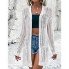 Womens Summer Lightweight Cardigan Long Sleeve Open Front Loose Beach Crochet Cover Up - 2 of 4