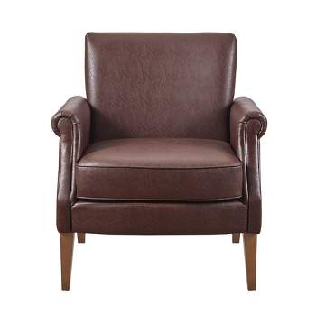Bernay Faux Leather Accent Arm Chair Brown - Madison Park