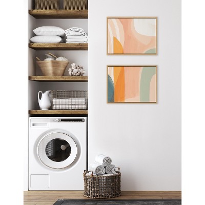 Sunrise Over Marrakesh Abstract Canvas Art Set in Natural Frame