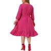 Agnes Orinda Women's Plus Size Square Neck Swiss Dots Wedding Empire Waist Ruffle Hem Chiffon Midi Dresses - 4 of 4