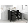 Okak Modern 30" Bathroom Vanity with Top Sink, Water-Resistant  Solid Wood Storage Cabinet with 2 Drawers and a Tip-out Drawer, Black - 3 of 4