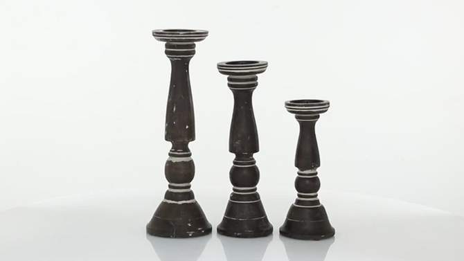 Set of 3 Traditional Distressed Candle Holders Brown - Olivia &#38; May, 2 of 6, play video
