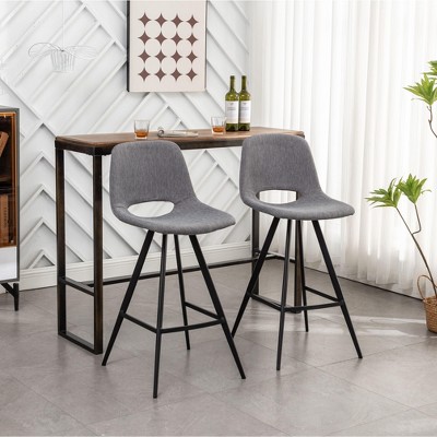 NicBex Dining Chairs Set of 2 Stool Upholstered Chair  Fabric Kitchen Counter Height Stools with Metal Legs for Kitchen