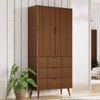 FONTOI Storage Cabinet, Organizers and Storage with Doors and Shelves,  Fluted Buffet Cabinet with 3-layer Partition, Walnut, 31.5*15.7*71 - 2 of 4