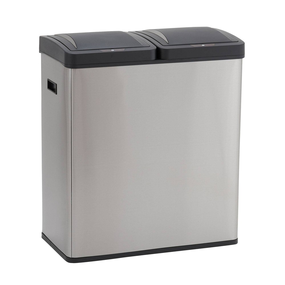 Household Essentials 30L Design Trend Recycle And Trash Sensor Bin Stainless Steel
